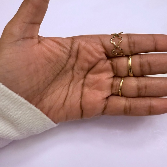 3pc Clover Ring Set | Adjustable Gold Rings - Picture 3 of 4